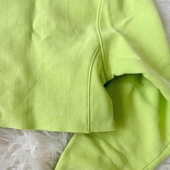 Champion Lime Neon Green Reverse Weave Cropped fleece Hoodie Heavyweight Small - Picture 14 of 16